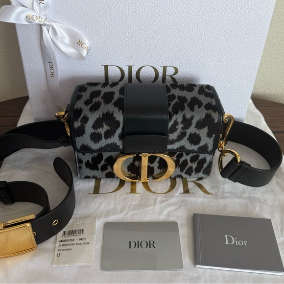 ❌SOLD❌DIOR 30 Montaigne Grey Mizza Pony Hair Calfskin Leather Box Bag - Picture 3 of 13
